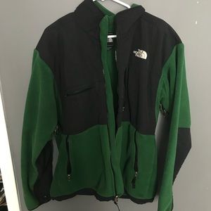 Green and Black  North Face Polyester Jacket